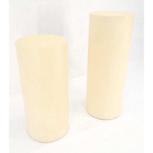 Pair Round Textured 30" & 36" Tall 14" Dia Cylinder Shape Pedestals Stands MINT! For Sale - Image 6 of 10