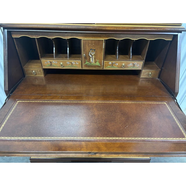 Chinoiserie Leather Top Secretary Desk by Jasper Furniture For Sale - Image 11 of 12