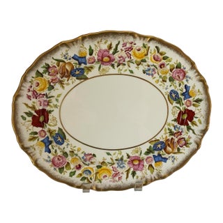 Vintage Hammersley "Queen Anne" Bone China 13.5" Oval Serving Platter Made in England 1940s-1950s For Sale