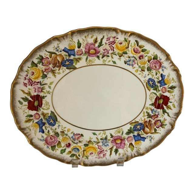 Vintage Hammersley "Queen Anne" Bone China 13.5" Oval Serving Platter Made in England 1940s-1950s For Sale