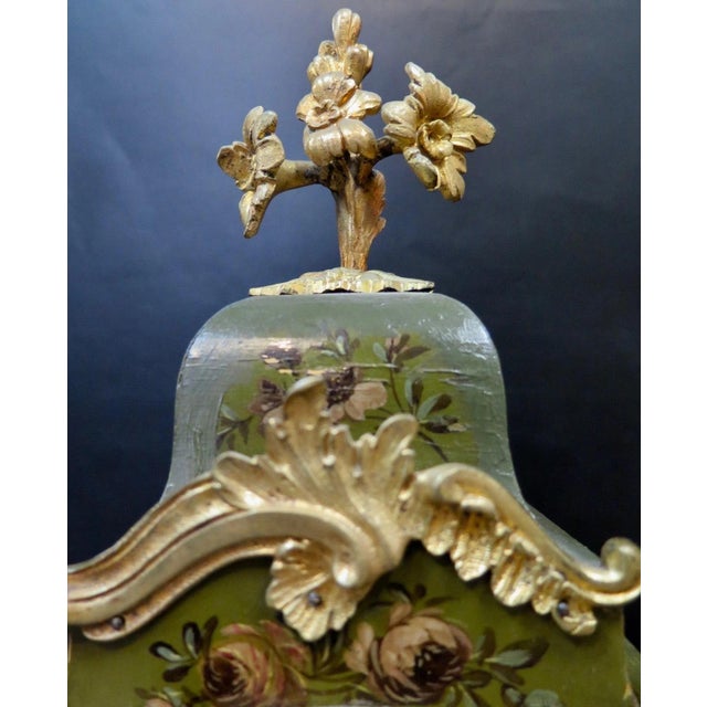 Wood Vintage Continental Mantle Clock For Sale - Image 7 of 12