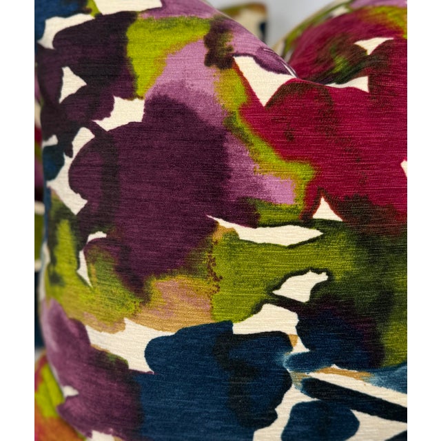 Transitional "Aquarelle Velvet" in Orchid 22" Pillows-a Pair For Sale - Image 3 of 3