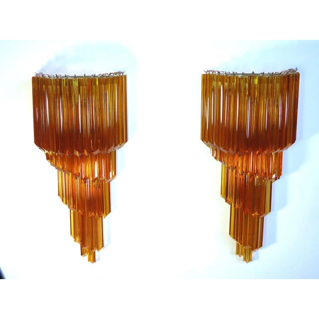 Large Amber Murano Wall Sconces, 1980s, Set of 2 For Sale - Image 3 of 13