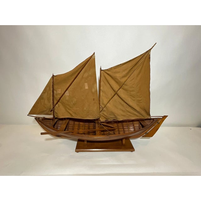 1920s Antique Model of a Sailing Launch For Sale - Image 5 of 12