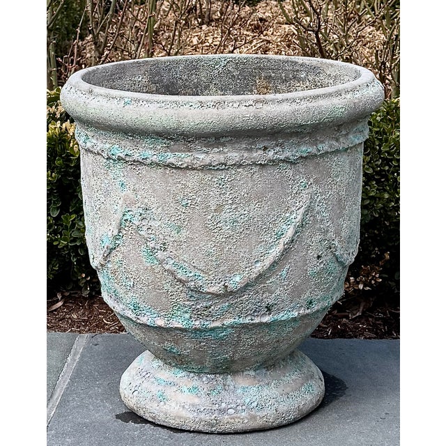 Terra Cotta Pair Anduze-Form Planters, Festoon Relief, Glazed Terracotta For Sale - Image 8 of 16