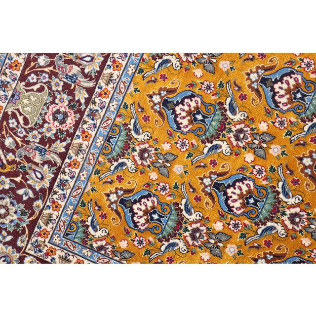 Textile Vintage Persian Isfahan Part Silk Carpet - 3'7" x 5'6" For Sale - Image 7 of 10