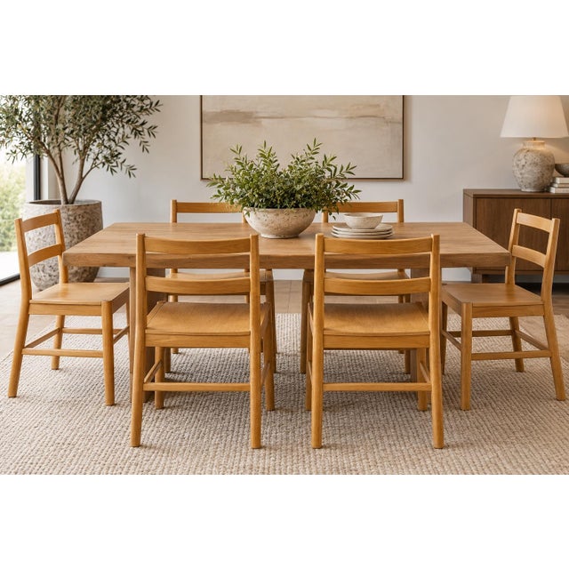 Set of 6 Contemporary Modern Oak Dining Chairs - Made in Italy For Sale - Image 12 of 12