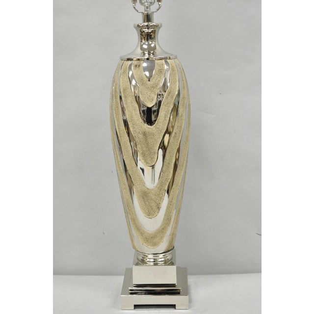 Modern Contemporary Modern Silver & Gold Ceramic "Allegheny" Table Lamp by Uttermost For Sale - Image 3 of 13