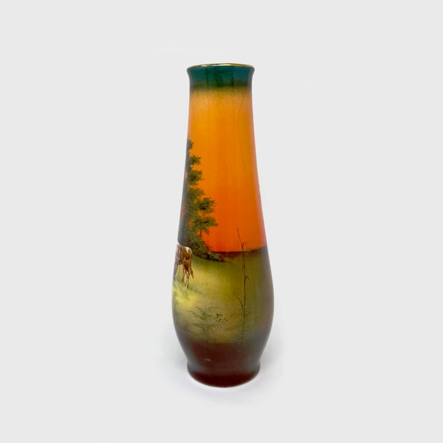 Vintage Rh Austria Pottery Vase Signed Hall Scenic Cattle Sunset C. 1890-1914 For Sale In Houston - Image 6 of 9