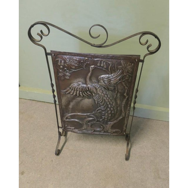 Arts and Crafts Iron Peacock Fire Screen, 1890 For Sale - Image 4 of 7