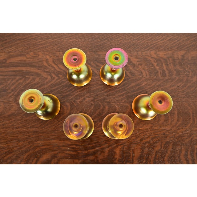 Early 20th Century Steuben Aurene Iridescent Art Glass Goblets - Set of Six For Sale In South Bend - Image 6 of 9