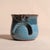 Handmade in Pennsylvania MudWorks Pottery Blue Stoneware Candle Holder With Sad Face For Sale - Image 4 of 11