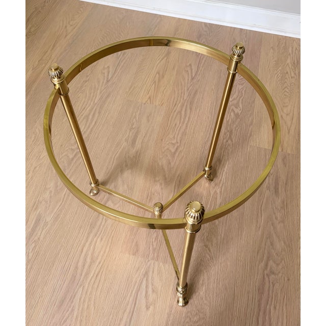 Maison Jansen Mid-Century Italian Style Brass & Glass Cocktail Table With Sculptural Hooved Feet For Sale - Image 4 of 8