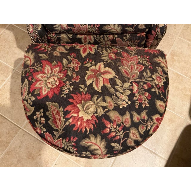 2010s Smith Brothers of Berne Traditional Floral Tilt-Back Chair and Ottoman - Set of 2 For Sale - Image 5 of 17