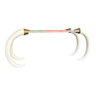 Postmod Faux Elephant Tusk Brass & Lucite Console For Sale