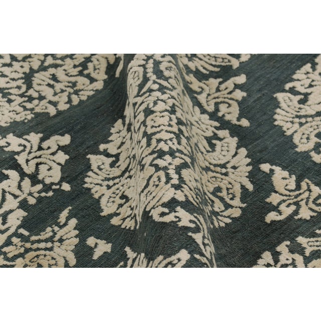 Textile Rug & Kilim's Modern Abstract Rug in Obscured Cream Circles on Forest Teal For Sale - Image 7 of 8