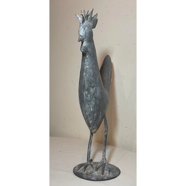Metal Antique Handmade Forged Steel Folk Art Rooster Bird Statue Sculpture Figure For Sale - Image 7 of 15