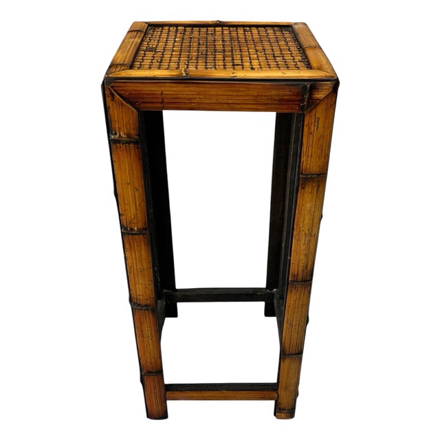 Vintage Coastal Bamboo Plant Stand Pedestal For Sale
