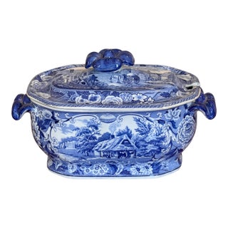 Blue and White Transferware Soup Tureen For Sale