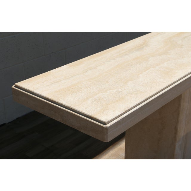 1980s Italian Postmodern Travertine Console Table by Stone International | Made in Italy For Sale - Image 12 of 18