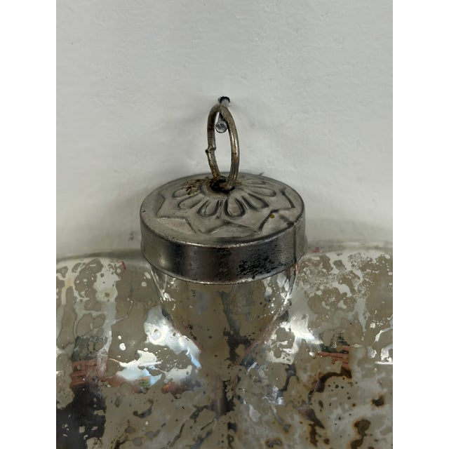 French Country Large Mercury Glass Sacred Heart Ornament / Ex-Voto Style Heart For Sale - Image 3 of 7