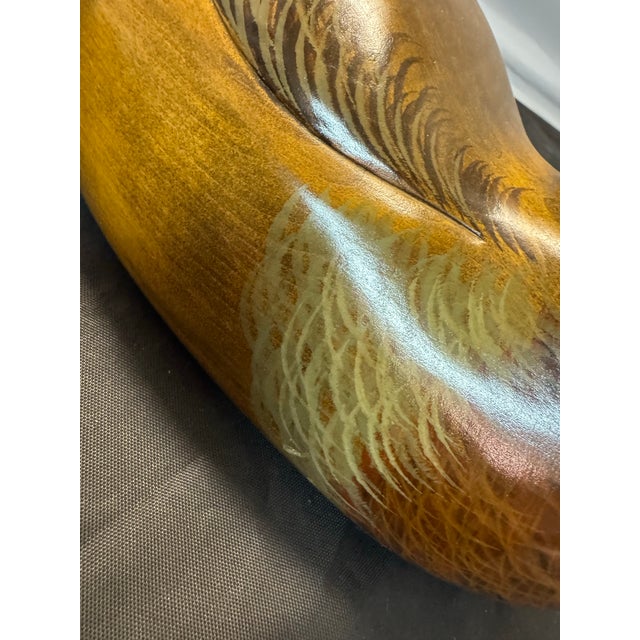 Wood Wooden Bird Factory Mallard Drake Duck Decoy Hand Carved 1986 P. Korman Signed For Sale - Image 7 of 10