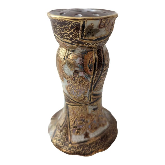 Hand painted hat pin holder stamped "Hand Painted NIPPON" Several figures, scenes and motifs hand painted throughout the...