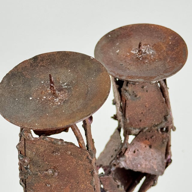 Vintage Metal Brutalist Candelabra in Form of Cactus, Holds 3 Candles For Sale - Image 4 of 7