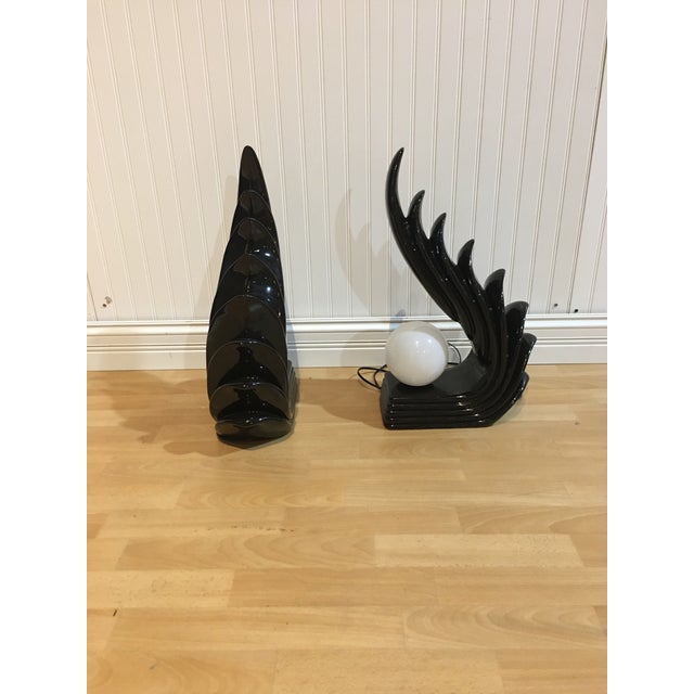 1980s Art Deco Inspired Winged Globe Lights - a Pair For Sale - Image 4 of 6