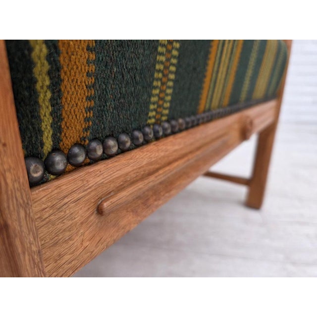 Danish Armchair in Green Furniture Wool and Oak Wood, 1970s For Sale - Image 9 of 18