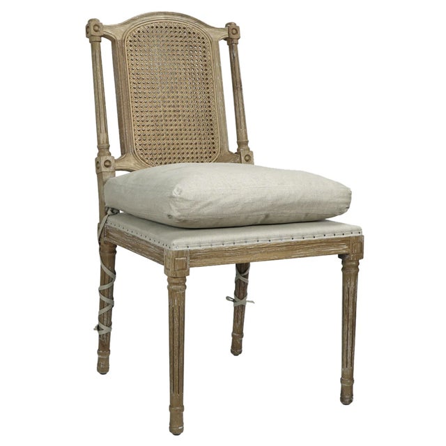 French Country Matthew Izzo Home Cotswald Armless Pine Wood Side Chair With Lattice Back Tie Cushion For Sale - Image 3 of 4