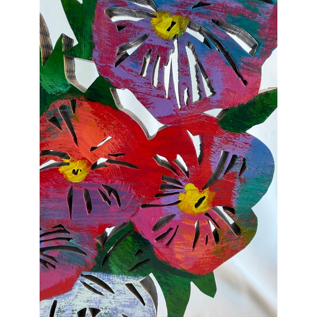 Wood 1990s David Gerstein Limited Edition #40/295 Painted Wood Flower Sculpture, Signed For Sale - Image 7 of 8