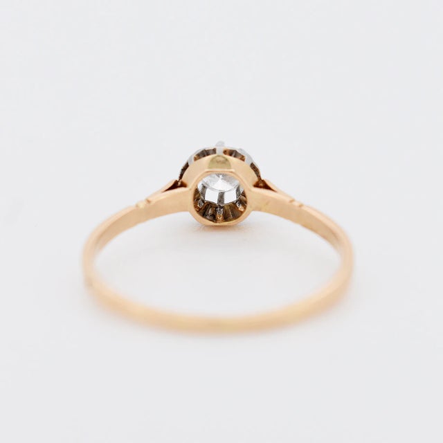 1970s Vintage Solitaire Gold Platinum and Diamonds, Size 10.5 For Sale - Image 5 of 5