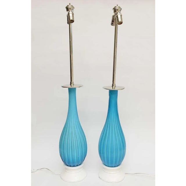 These beautiful pair of vintage Murano restored lamps that are from the company Marbro Lamp Co from the 50's. and are the...