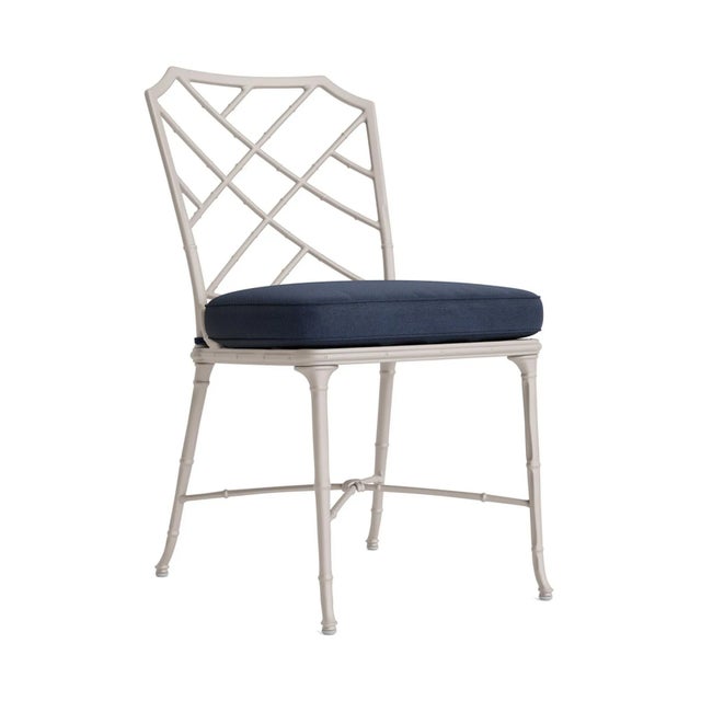 Brown Jordan Calcutta Side Chair, Dove frame with Fusion Neptune fabric For Sale - Image 12 of 12