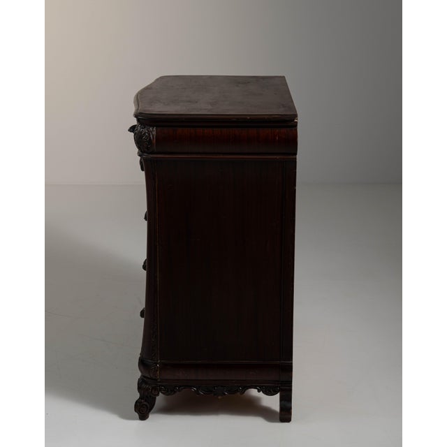 19th Century 19th Century French Dark Brown Louis XV Ornate Chest of Drawers For Sale - Image 5 of 15