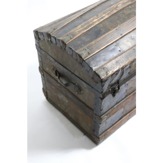 Wood Antique American Dome Top Trunk For Sale - Image 7 of 13