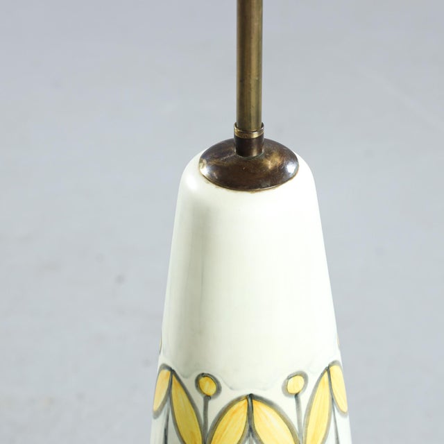 Ceramic Swedish Floor Lamp in Hand Painted Ceramic and Brass by Rigmor Nielsen for Soholm, 1960 For Sale - Image 7 of 11