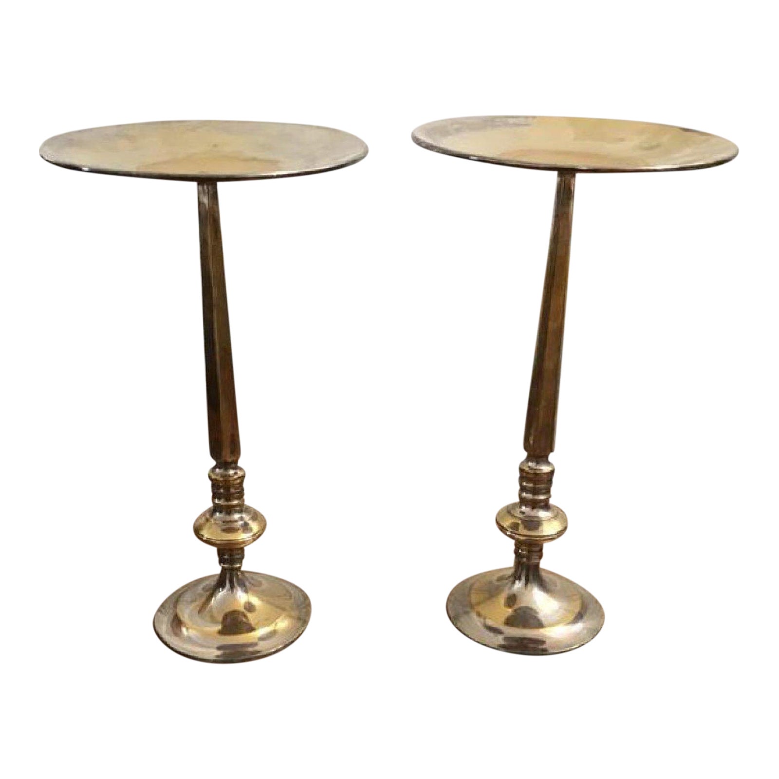 Silver Brass Plated Floor Candlestands A Pair Chairish