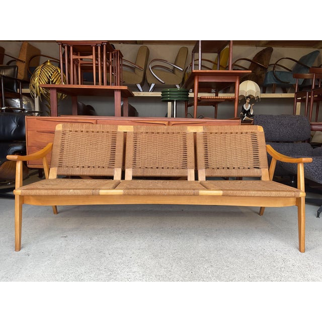 Mid-Century Danish Wicker Sofa in the style of Hans Wagner, 1960s For Sale - Image 12 of 18