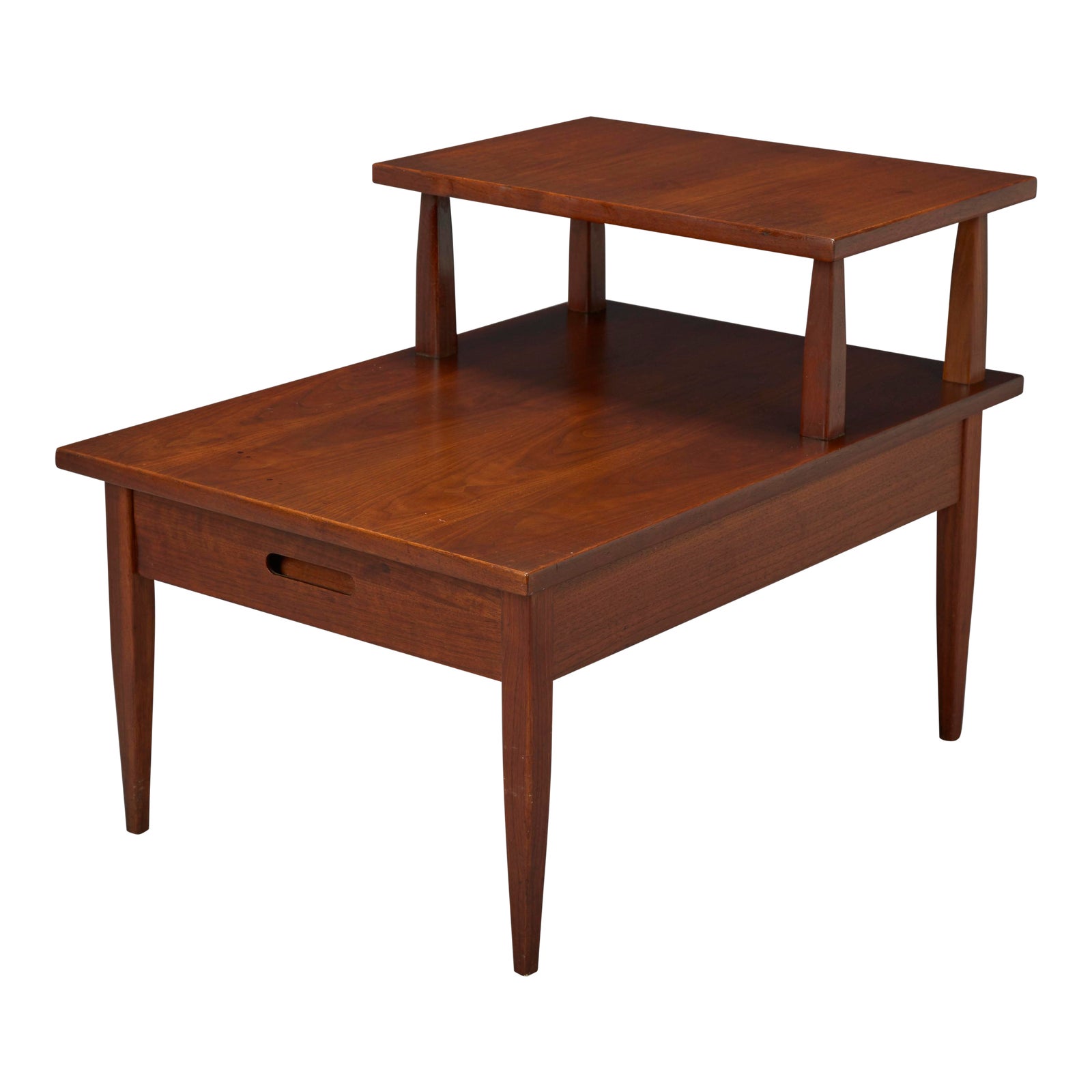 1960s Mid-Century Modern Walnut Two-Tiered Side Table | Chairish