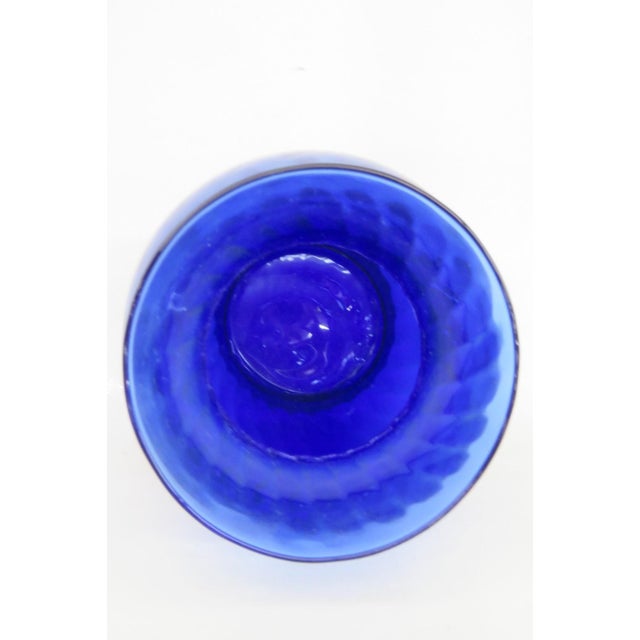 Abstract Indiana Glass Illusions 1980s Large Vase Cobalt Blue Optic Swirl Pattern 4876b For Sale - Image 3 of 11