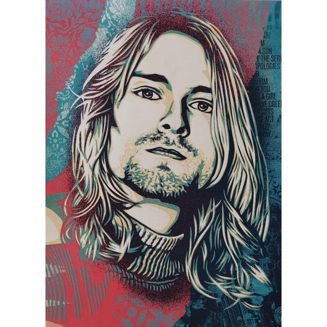Shepard Fairey (Obey Giant) Kurt Cobain - Endless Nameless, 2021 Screenprint on cream Speckletone paper. Signed by Shepard...