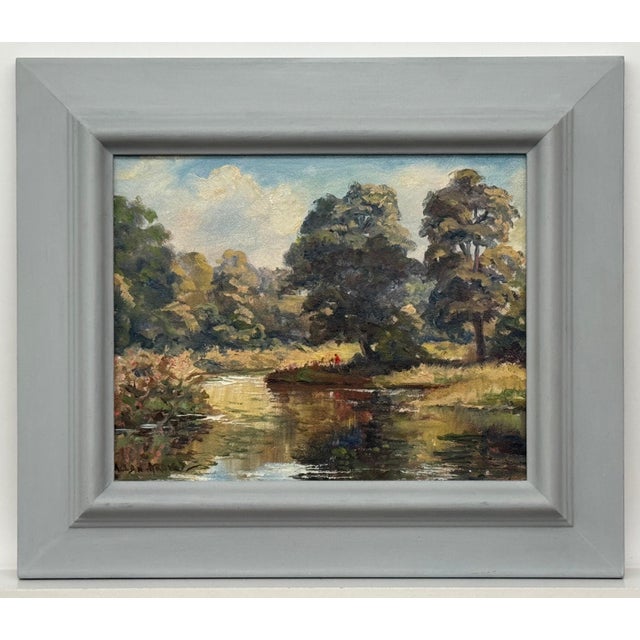 Figures in a Forest by a River Bank in Northern Ireland by 20th Century Artist 1980 Circa For Sale - Image 15 of 18