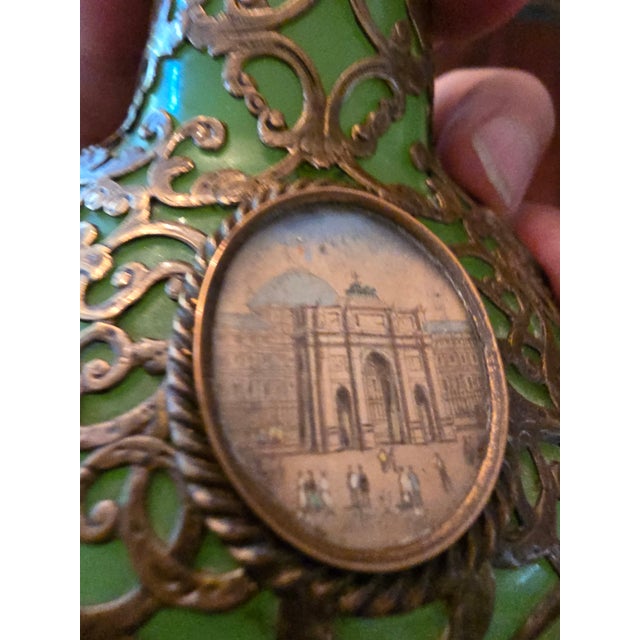 Emerald Antique Emerald Jade Green Opaline Crystal Perfume Bottle For Sale - Image 8 of 13