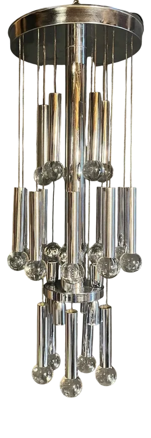 Hanging Lamp in Aluminum and Glass