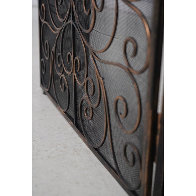 Metal French Country Wrought Iron 3 Panel Firescreen For Sale - Image 7 of 12