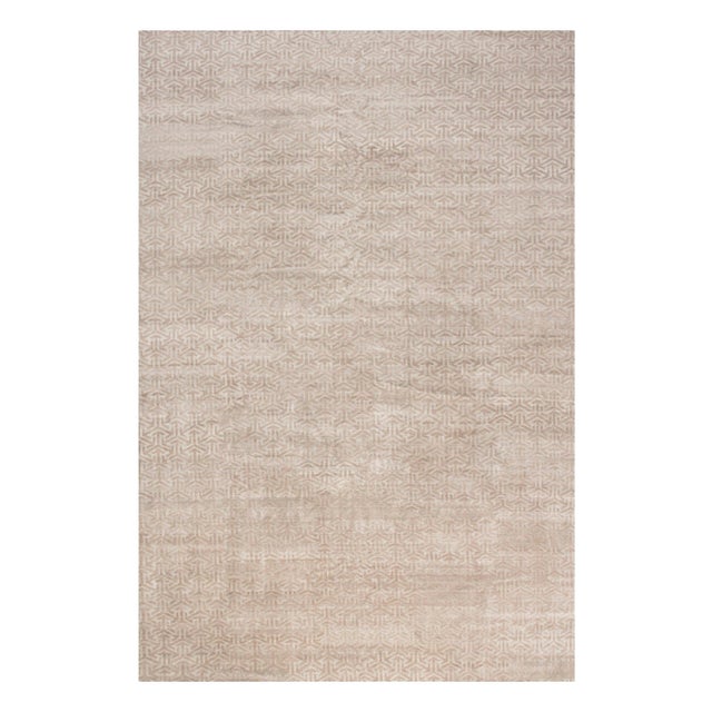 Modern Geometric Tibetan Terra Rug in Natural Wool by Doris Leslie Blau For Sale
