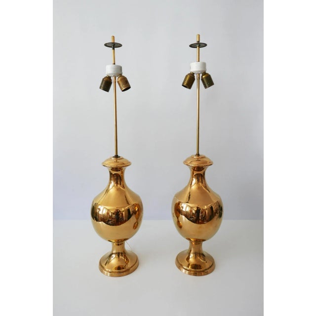 Gold Italian Ceramic Table Lamps from Behreno Firenze, 1960s, Set of 2 For Sale - Image 8 of 14