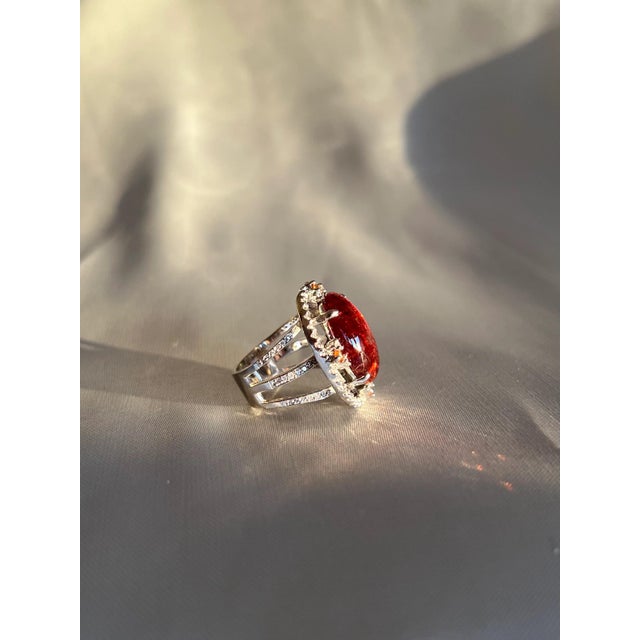 20 Carat Red Rubellite Tourmaline Cocktail Ring, Size 7 For Sale - Image 4 of 10